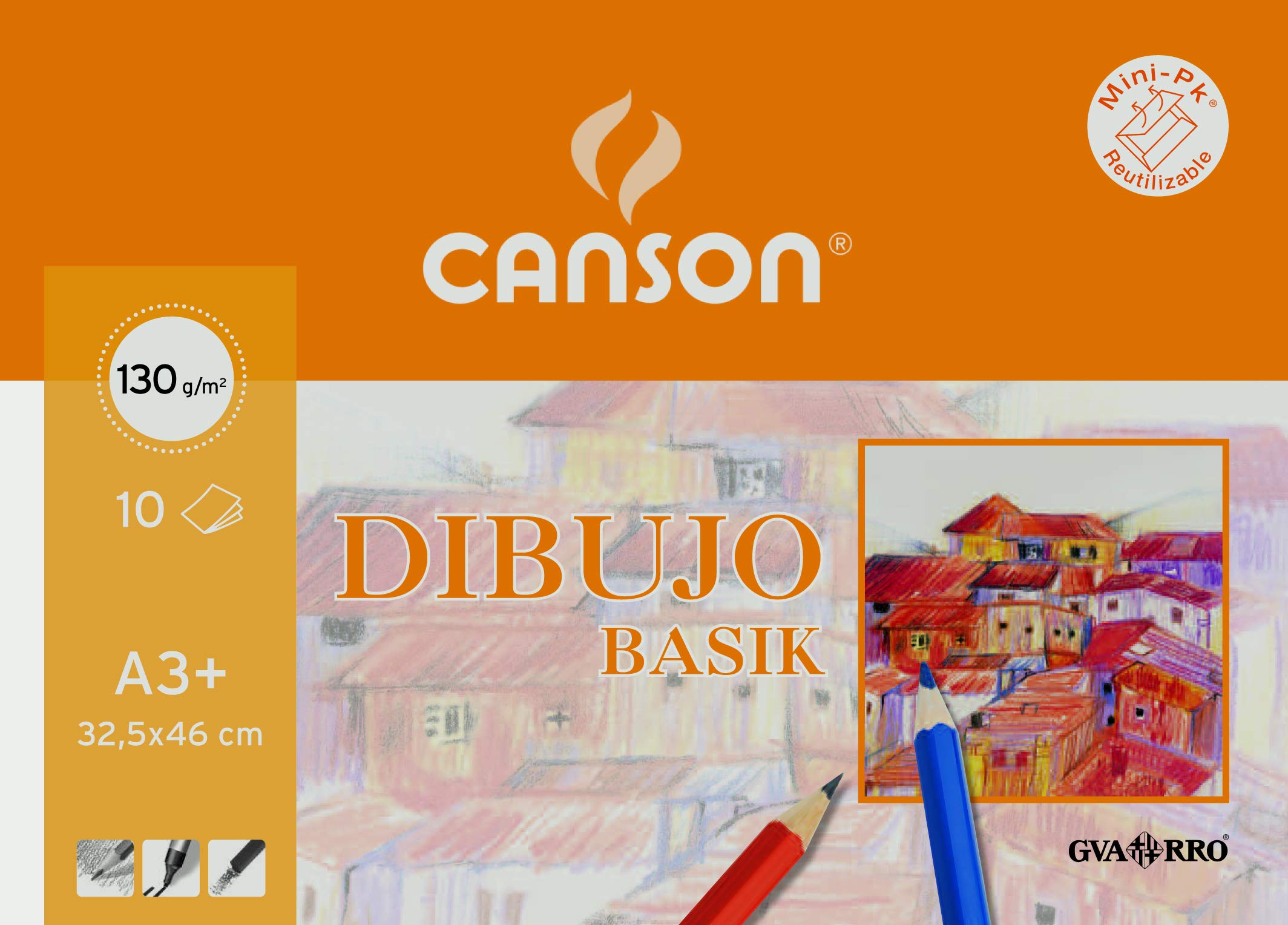 Canson Basik Drawing Smooth, Minipack A3+ (32.5 x 46 cm) 10 Sheets 130 g