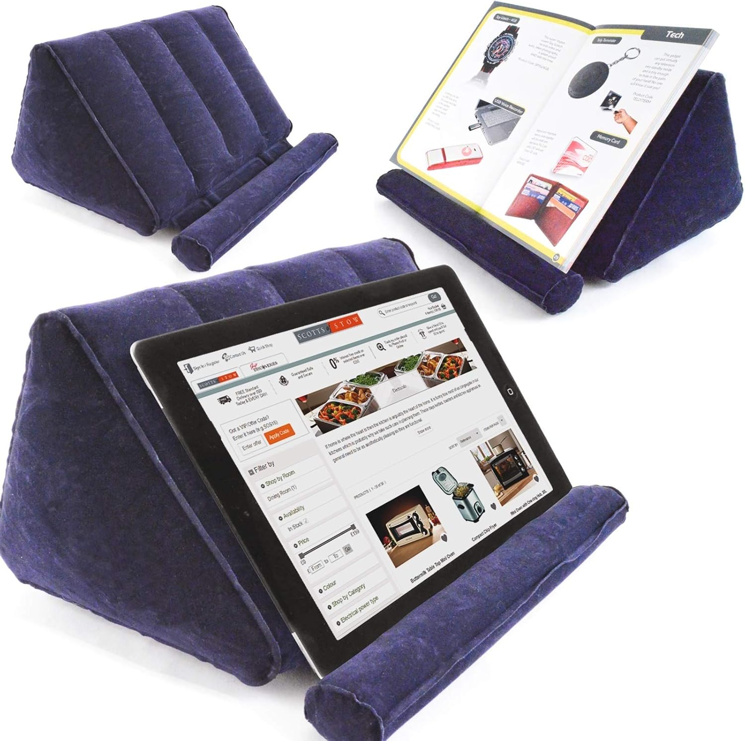 Inflatable Book And Tablet Holder Portable Travel Folds Compact eReader