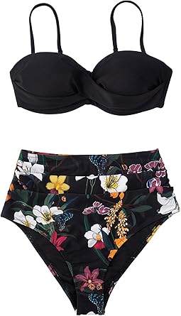 cupshe floral high waisted bikini