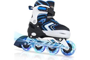 Nattork Inline Skates for Girls with Full Light up Wheels, Adjustable Beginner Blade Roller Skates for Youth Ages 4-16