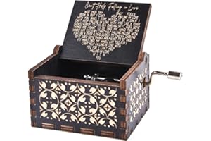 byykit Can't Help Falling in Love Wood Music Box, Antique Engraved Musical Boxes Case for Love One Wooden Music Box - Gifts for Lover, Boyfriend, Girlfriend, Husband, Wife (Black)