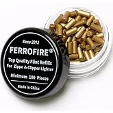 FERROFIRE 100-Pack Premium Replacement Flints Compatible with Zippo Clipper Lighters | Long-Lasting Ferrocerium Flint Stone for Fast Ignition &amp; Consistent Sparks