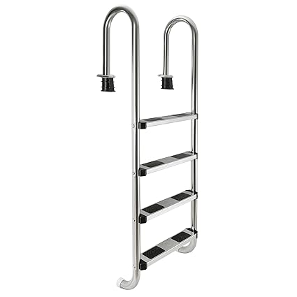 Arebos Edelstahl Poolleiter 3 Oder 4 Stufen/mit Antirutschpads auf Den Sprossen (4 Stufen)
