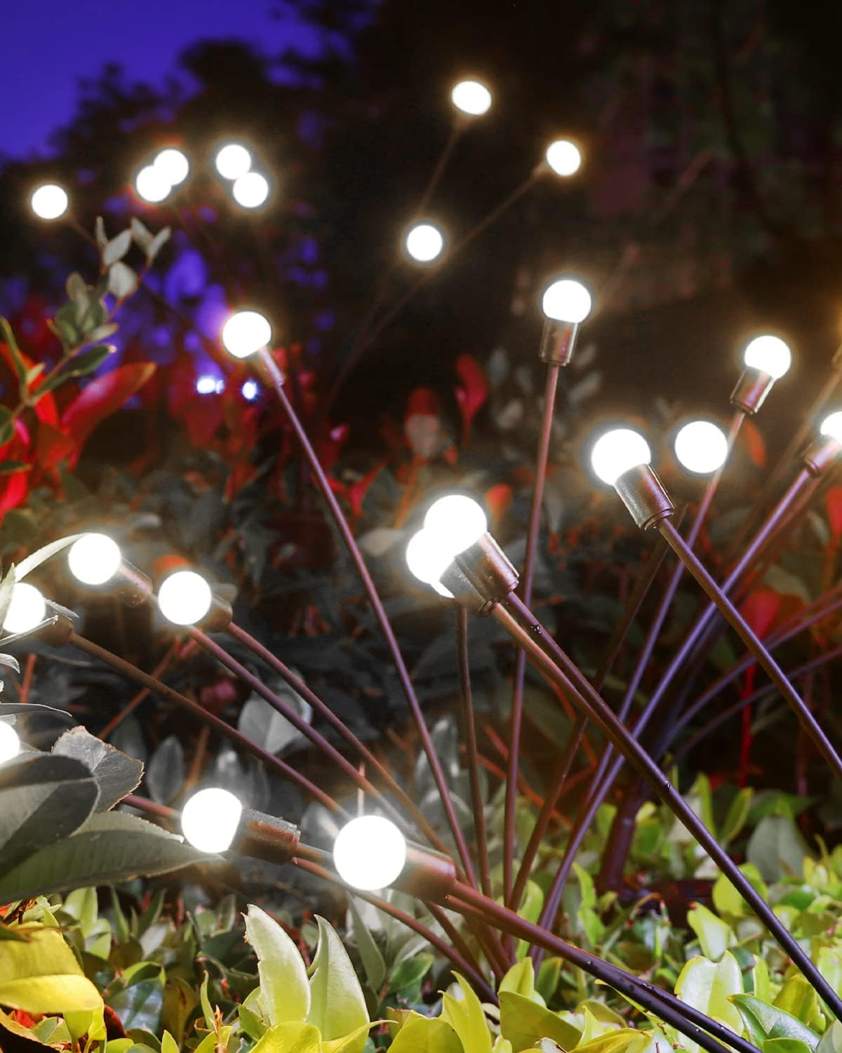 Lighting - Otdair Solar Garden Lights-New Upgraded 8 LED Solar Powered Firefly Lights 4 Pack Solar Firefly Lights Outdoor Waterproof Vibrant Garden Lights for Patio Pathway Decoration, White