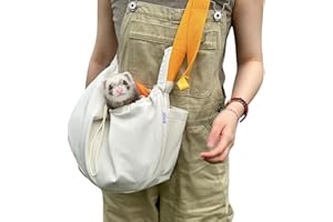 SEZDEKI Ferret Sling Carrier - Pet Carrying Bag with Adjustable Strap Hands Free Shoulder Bag Crossbody Travel Slings Soft Small Animal Bonding Pouch Front Backpack for Ferret Rabbit Puppy Kitten (Beige)