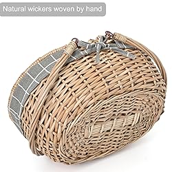 Wicker Picnic Basket with Removable Liner Empty