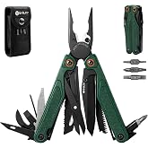 BIBURY Lightweight Multitool with G10 Handle, One-Hand Opening Pocket Knife | 25-in-1 EDC Multi Tool with Replaceable Wire Cutters, Scissors, Saw,Survival Tools for Camping, Repair,Survival -BI2048G