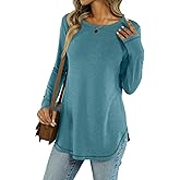 Micticsi Womens Tunic Tops Long Sleeve Shirts Crew Neck Casual Tshirts Fall Fashion Outfits Clothes