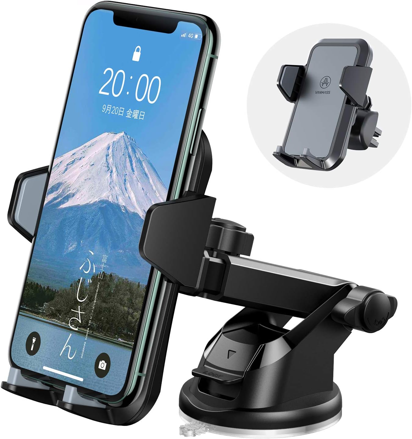 Amazon 吸盤 送風口クリップ 車載ホルダー Vanmass スマホホルダー 車 スマホスタンド 卓上 携帯ホルダー 安定感満点 特許取得 片手操作 素材上質 ワンタッチ 万能ホルダー 安全運転 Rohs国際認証 Iphone Samsung Sony Lg Huaweiなどスマホに対応 粘着ゲル吸盤