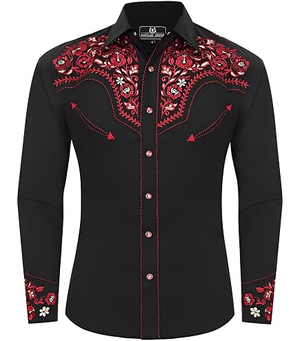 Amazon.com: DIFICIL SLOG Men's Western Cowboy Shirt Embroidered