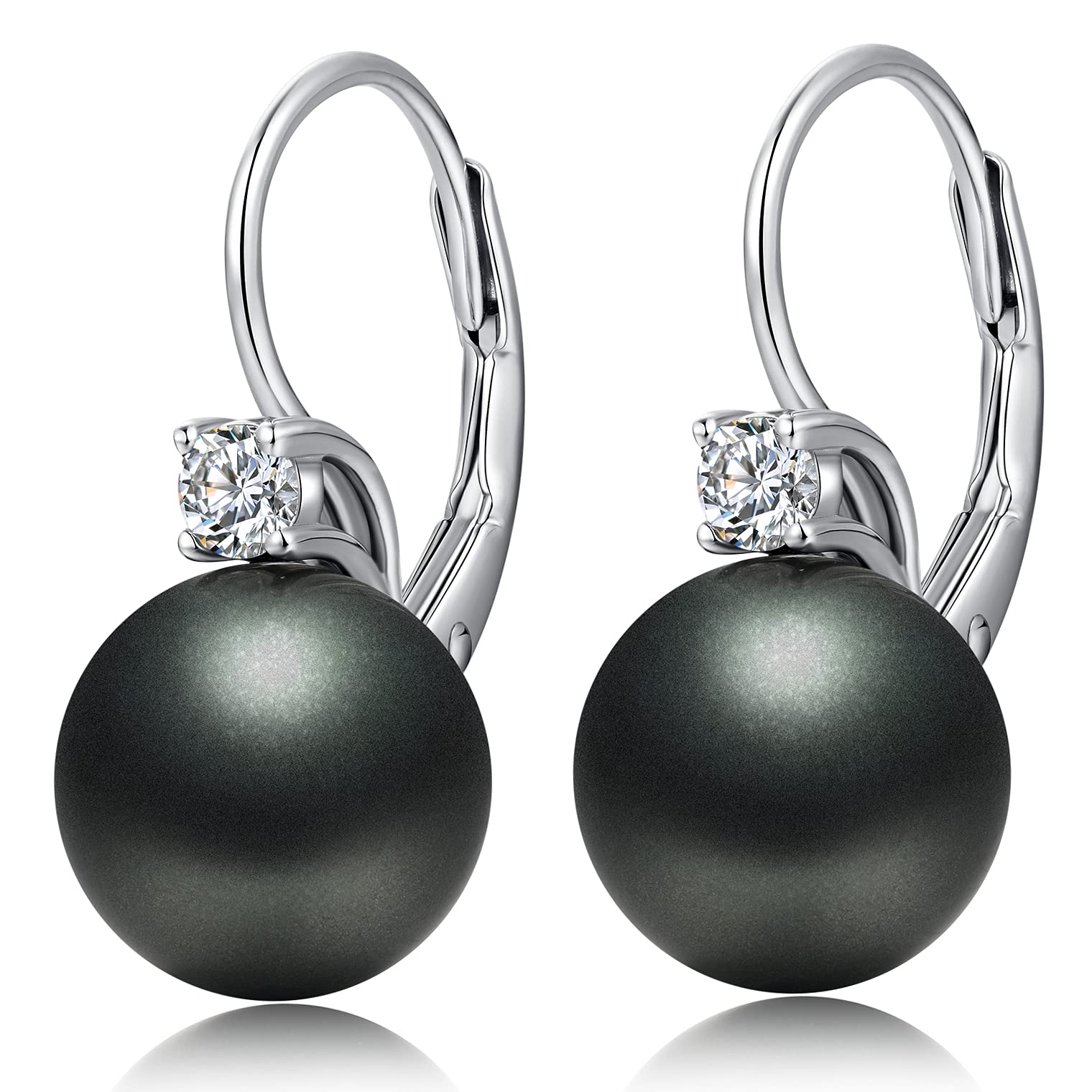 Black Pearl Earrings for Women Silver Pearl Earrings Dangling Jewelry — image 1