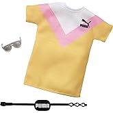 Barbie Fashion Pack of Puma Branded Doll Clothes &amp; Accessories, Collectible Set Includes Striped T-Shirt Dress, Fanny Pack &amp; Sunglasses