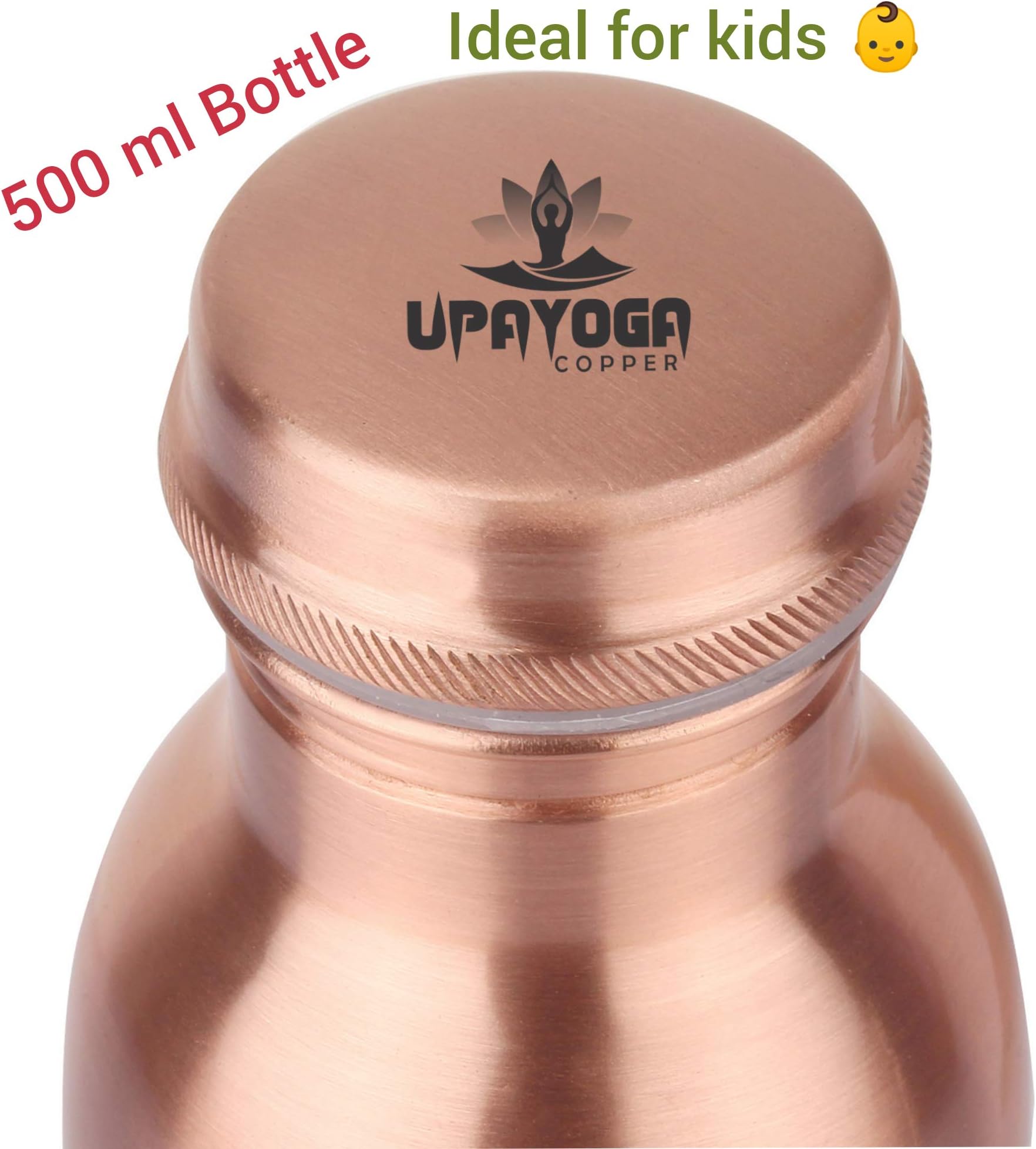UPAYOGA COPPER PureCopper Leak Proof and Joint-less Bottle for Drinking Water for Kids and Adults for Yoga and Ayurvedic Treatment (500 ml)