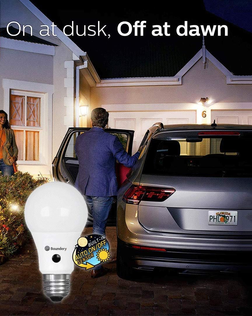 outdoor smart bulb on Indoor Outdoor Yard Porch Patio Garage Garden 4 Pack Smart Lighting Lamp 7w E26 E27 Automatic On Off Boundery Dusk 2 Dawn L E D Bulb