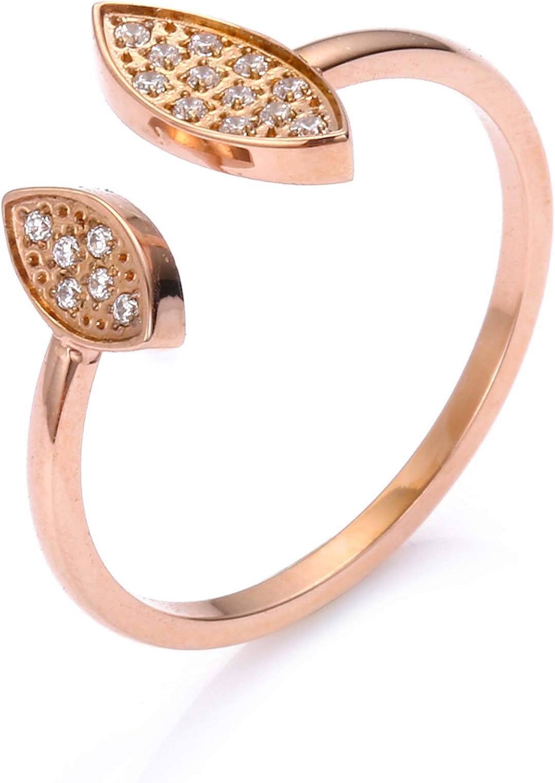 WOFEIYL Female Ring Adjustable Opening Ring Ochre Inlaid Rose Gold Stainless Steel Ring Fashion Jewelry