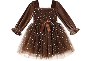 YOUNGER TREE Toddler Tutu Dress Girls Long Sleeve Tulle Holiday Birthday Party Princess Dresses Fall Winter Clothes