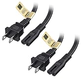 [UL Listed] Cable Matters 2-Pack 2 Prong TV Power Cord - 10ft, AC Power Cord, Non Polarized (NEMA 1-15P to IEC C7), Compatible with Samsung LG Sony Insignia TCL Sharp Toshiba Hisense TV PS4 PS5