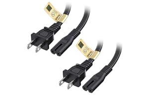 [UL Listed] Cable Matters 2-Pack 2 Prong TV Power Cord - 10ft, AC Power Cord, Non Polarized (NEMA 1-15P to IEC C7), Compatible with Samsung LG Sony Insignia TCL Sharp Toshiba Hisense TV PS4 PS5