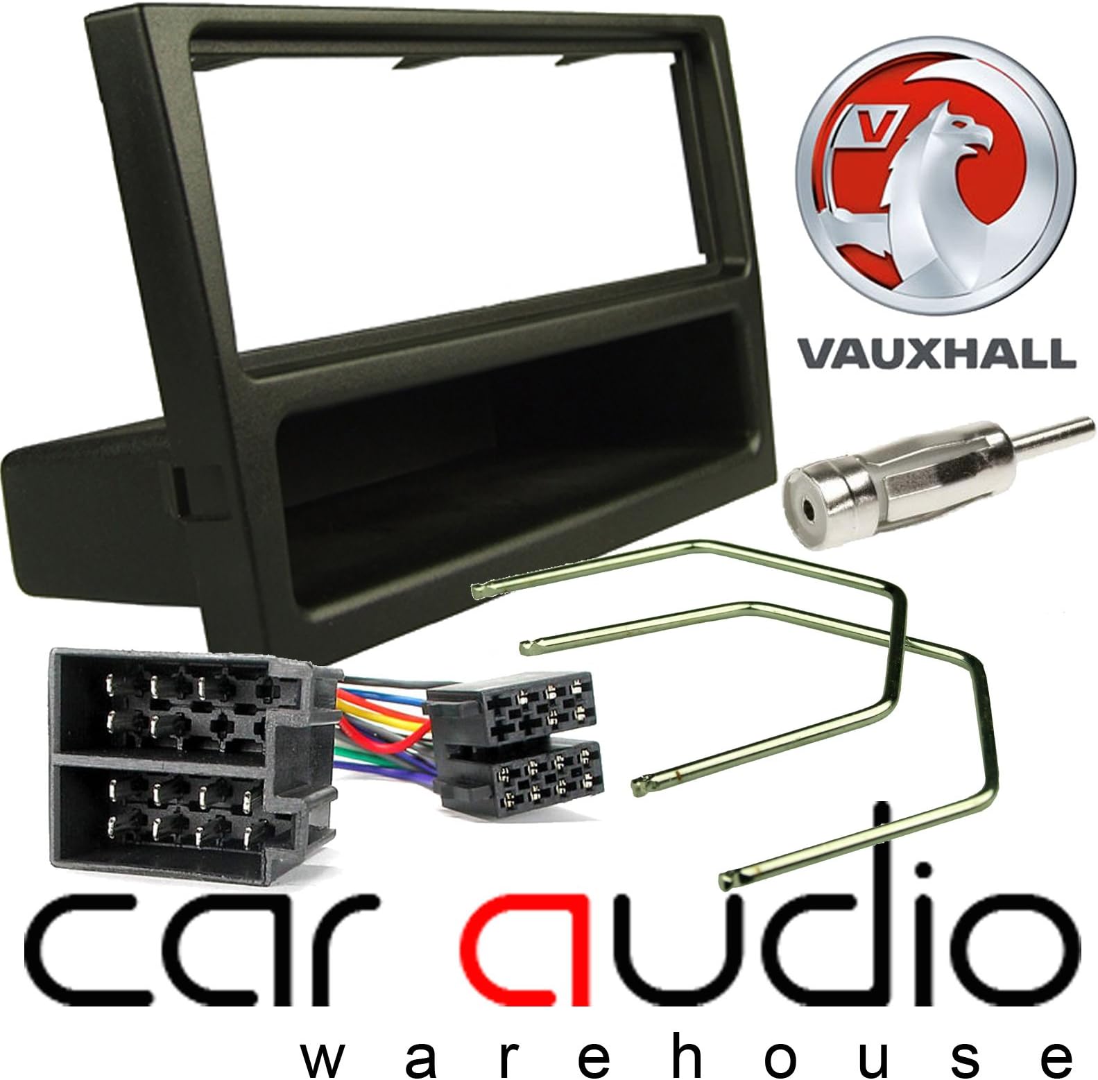 T1 Audio T1-24VX01 PACK - Vauxhall Corsa C 2000-2004 Complete Car Stereo Facia Fitting Kit. Black Single Din Facia, Release Keys, ISO Loom & Aerial Adaptor (Black Finish Panel)