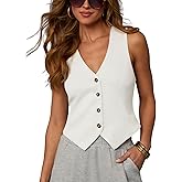 Scoton Women's Summer Vest Tops V Neck Button Down Tank Tops Sleeveless Going Out Crop Tops Cute Business Casual Shirt