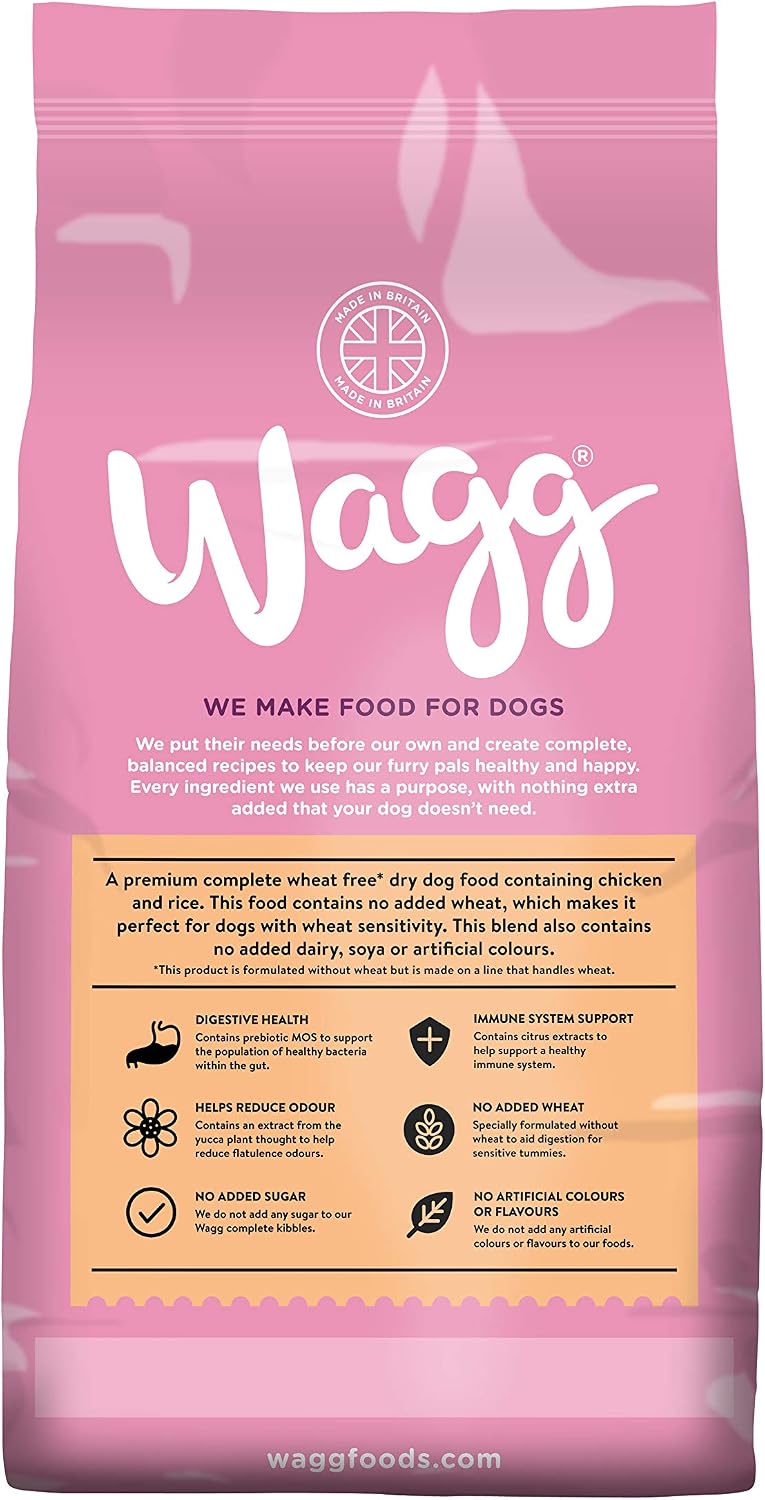 Wagg Wheat Free Complete Dry Adult Dog Food Chicken & Rice 2kg (Pack of 4) - For Sensitive Stomaches, Brown, 8 kg (Pack of 1) - Image 4