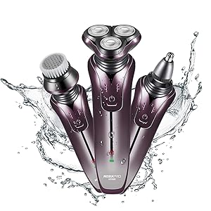 Electric Shaver Razor for Men Rechargeable Rotary Shaver Nose Trimmer Facial Cleaning Brush 3 in 1 Cordless Waterproof
