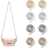 8 Pcs 47 Inch Purse Chain Replacement, Purse Chain Wallet Chain Shoulder Bag Chain, Iron Flat Bag Chain with Metal Buckles, Chain Purse Strap Fit for Wallet, Handbag, Shoulder Bag, Crossbody Bag