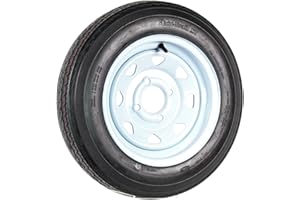 eCustomrim Trailer Tire On Rim 4.80-12 480-12 4.80 X 12 in. LRB 4 Lug White Wheel Spoke - 2 Year Warranty w/Free Roadside