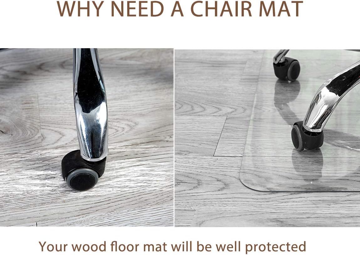 Homek Crystal Clear Chair Mat for Hardwood Floor, 48”x 36”x 1/8” Chair Mat for Hard Floor : Office Products