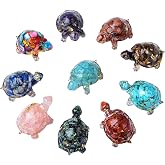 WUYOUSHI 10PCS Resin Crystal Turtle Figurine Set, Sea Turtle Animal Statue | Natural Crystal Healing Stones, Handmade, for De