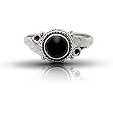 Black Onyx Ring 925 Sterling Silver Vintage Tribal Gypsy Boho Look US Size 6 7 8 9 (8)