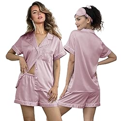 WJing Yi Jia 5Pcs Womens Soft Satin Pajama Set