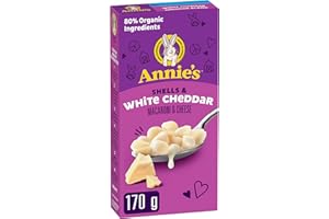 ANNIE'S - MACARONI AND CHEESE Shells and White Cheddar, No Artificial Flavours, No Synthetic Colours, Contains Real Cheese an