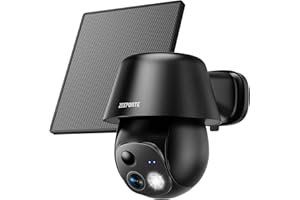 ZEEPORTE SECURITY Solar Security Cameras Wireless Outdoor, 2K Pan/Tilt 360° View Solar/Battery Powered WiFi Cameras for Home Security with AI Motion Detection, Spotlight, 2-Way Audio, Siren, IP65, SD/Cloud Storage