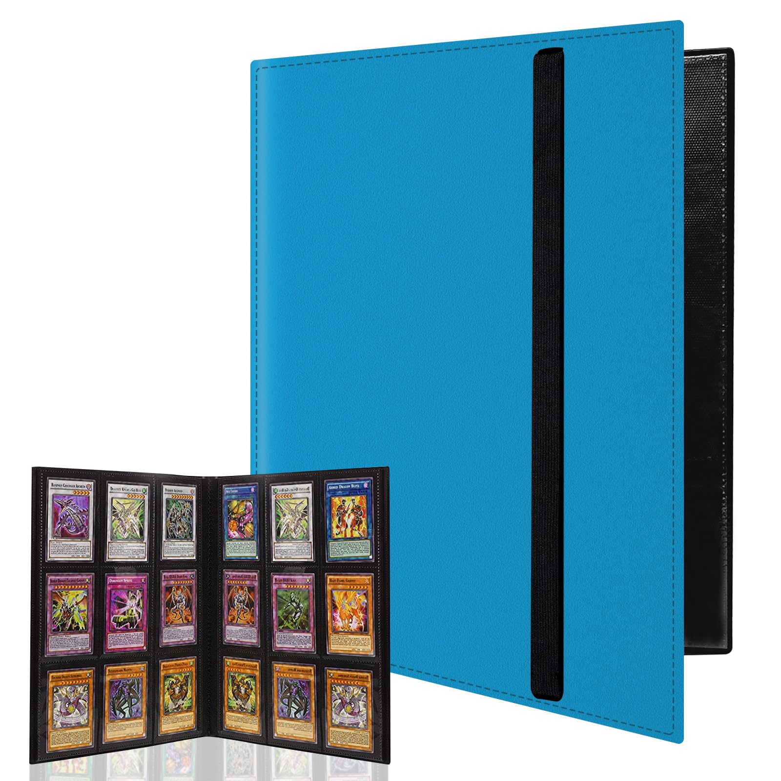 WAIZHIUA 9 Pocket Card Binder - 540 Pockets Trading Cards Binder with Elastic Strap, PU Leather Card Album Folder for Pokemon Yu-Gi-Oh Sports Cards