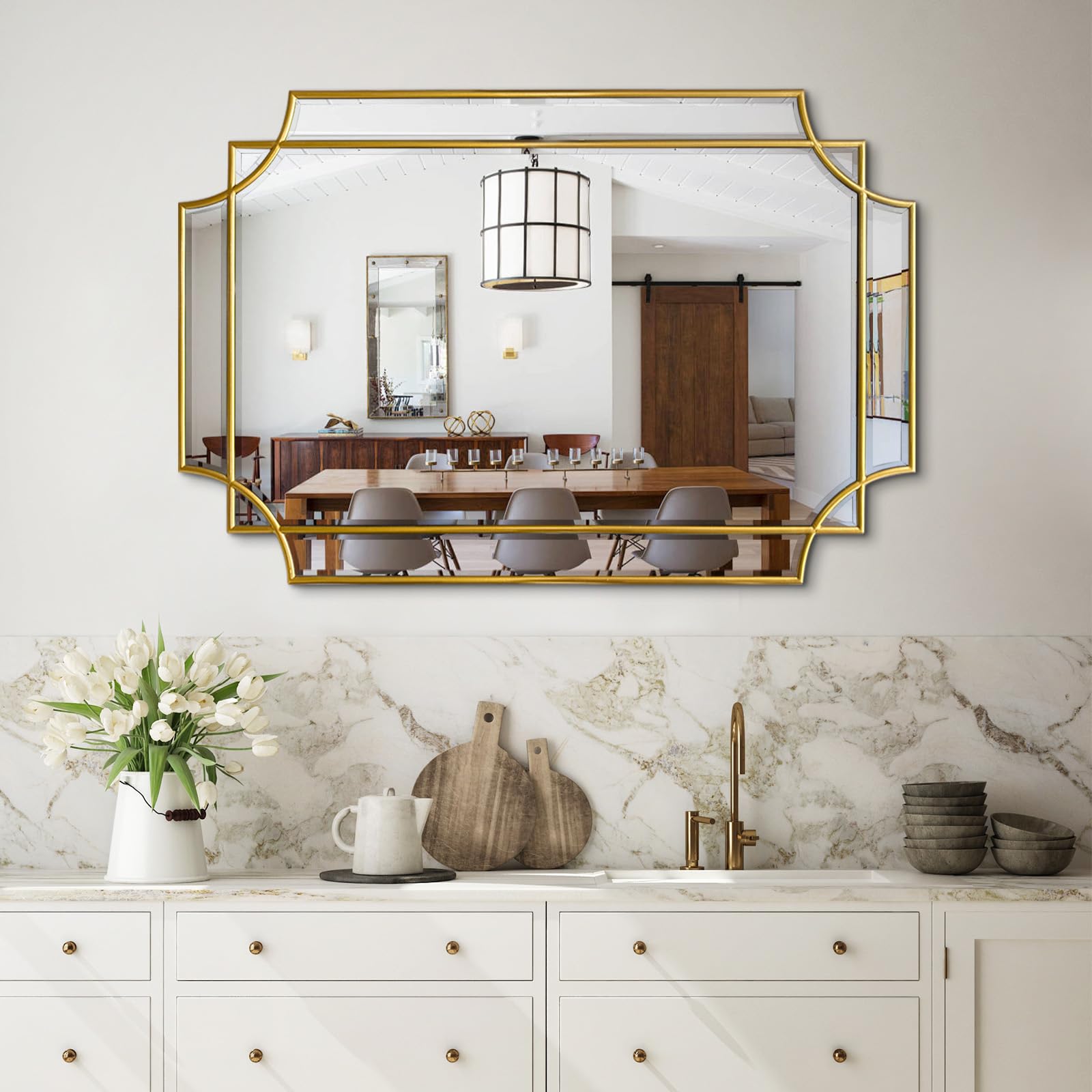womilous Gold Beveled Mirror - Irregular Wall Mirrors Decorative 24
