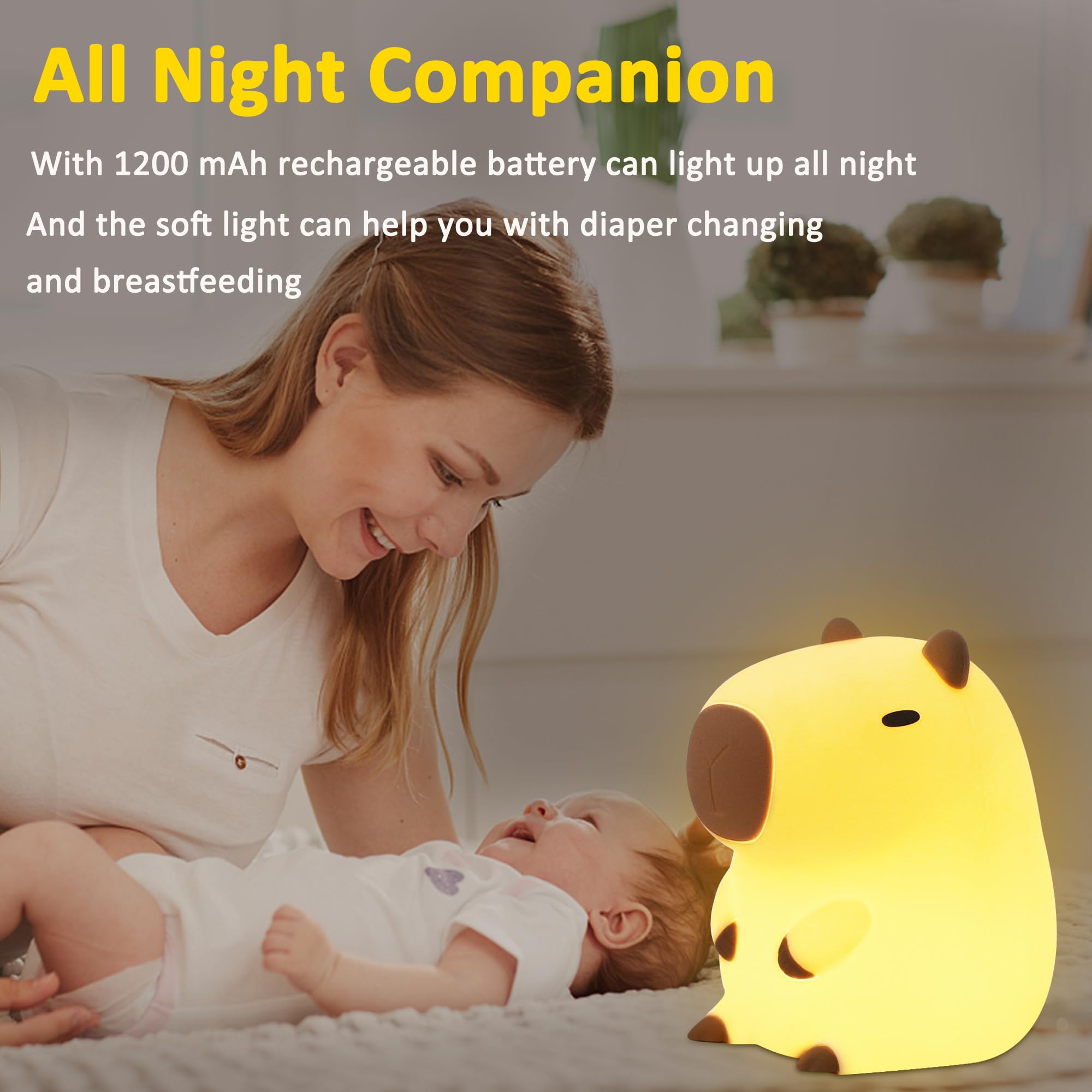 OkiyiD Capybara Night Lamp, Capybara for Loved Ones and Friends, Capybara Light Gift, ABS+SIL, Touch Control, Portable Rechargeable Dimmable, Best Choice for Gift Giving (Capybara)