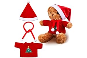 Shyyween Set of 3 Christmas Bear Clothes Christmas Tree Sweater Hat Scarf Fits 12-16 Inch Bear Stuffed Animal, Stuffed Animal is Not Included (Classic Style)