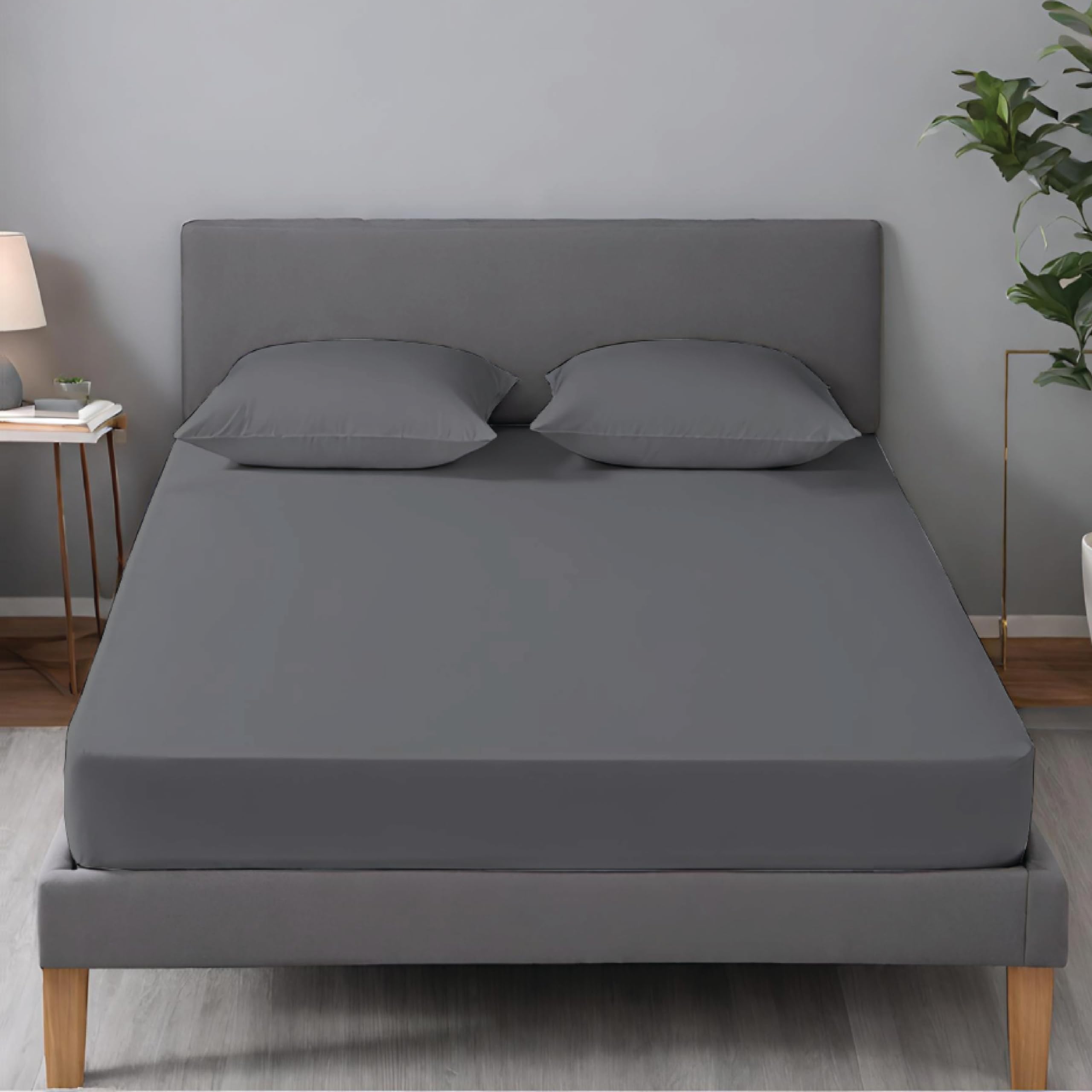 Apex Furnishings Fitted Sheet Single, Charcoal - Brushed Microfiber Plain Dyed Bedding Sheet Deep Pocket 10 Inch (25cm) Elasticated Corner, Easy Care, Soft Bottom Bed Sheets.