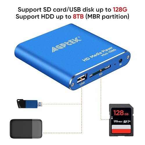 Lecteur Media Mini Honey Bear 1080p HD - Supporte USB, Disque Dur, Carte SD Avec HDMI Et AV