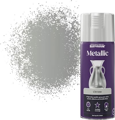 Rust-Oleum 400ml Brilliant Chrome Interior Metallic Spray Paint Quick Drying