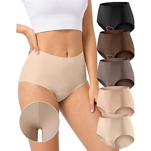 TDONE Camel Proof Seamless Underwear for Women High Waisted Panties 5 Pack | Camel Toe Womens Underwear 3D Full Coverage Brie