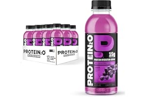 Protein2o Hydration Drink - 2-in-1 Liquid Clear Whey Protein Isolate and Electrolyte Drink - 15g Protein, Vitamins B5, B6 - Post-Workout Recovery - 16.9 Fl Oz - 12 Count Grape