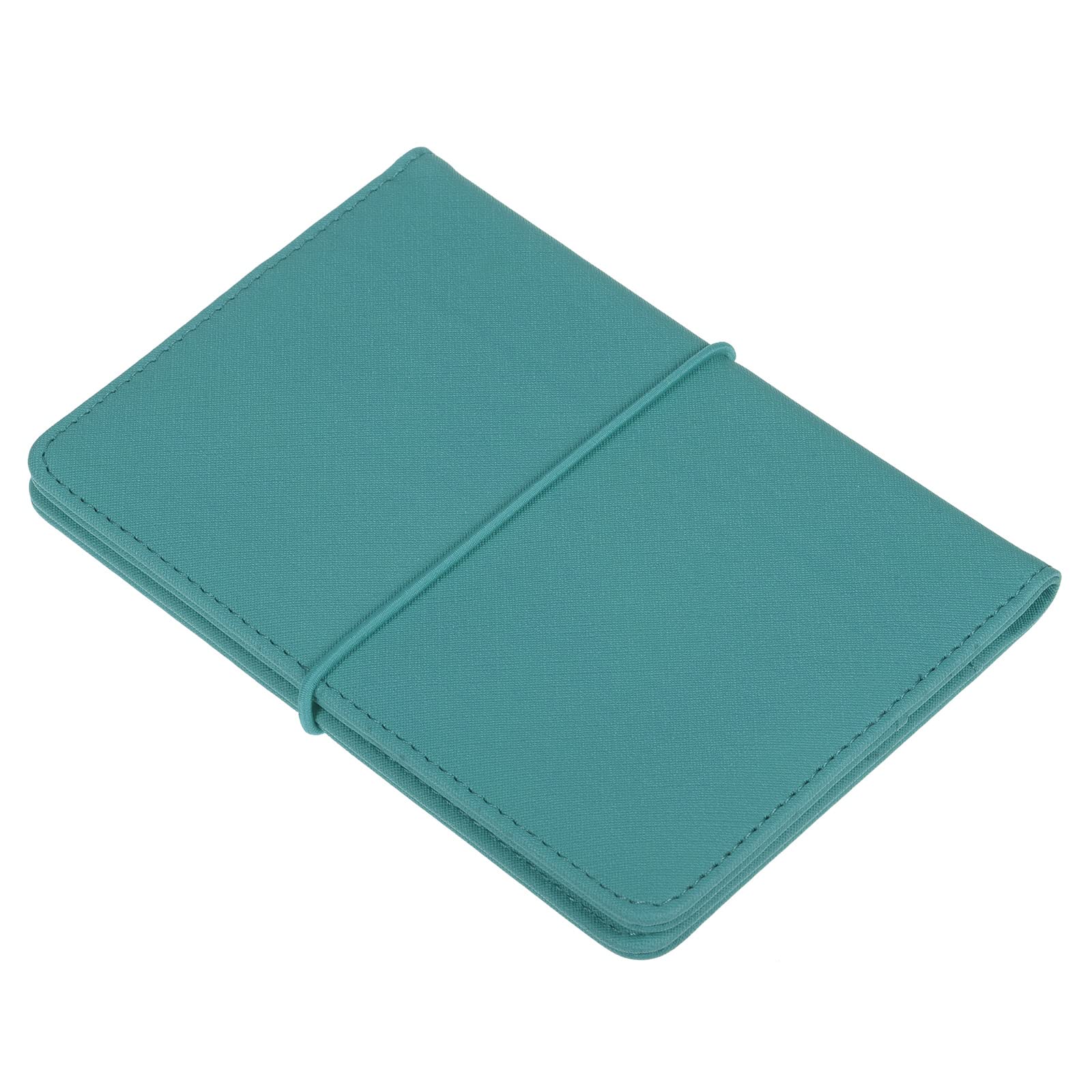 PATIKIL 5.8"x3.9" PU Leather Card Holder Cover, Travel Wallet Card Case Document Organizer with Elastic Strap,Lake Green