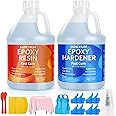 JANCHUN Crystal Clear Epoxy Resin Kit 1 Gallon, Bubble-Free, Anti-Yellowing, Self Leveling Easy Mix 1:1 Coating and Casting Resin for Table Top, Molds, Tumbler Crafts, Painting, Jewelry, DIY Gifts