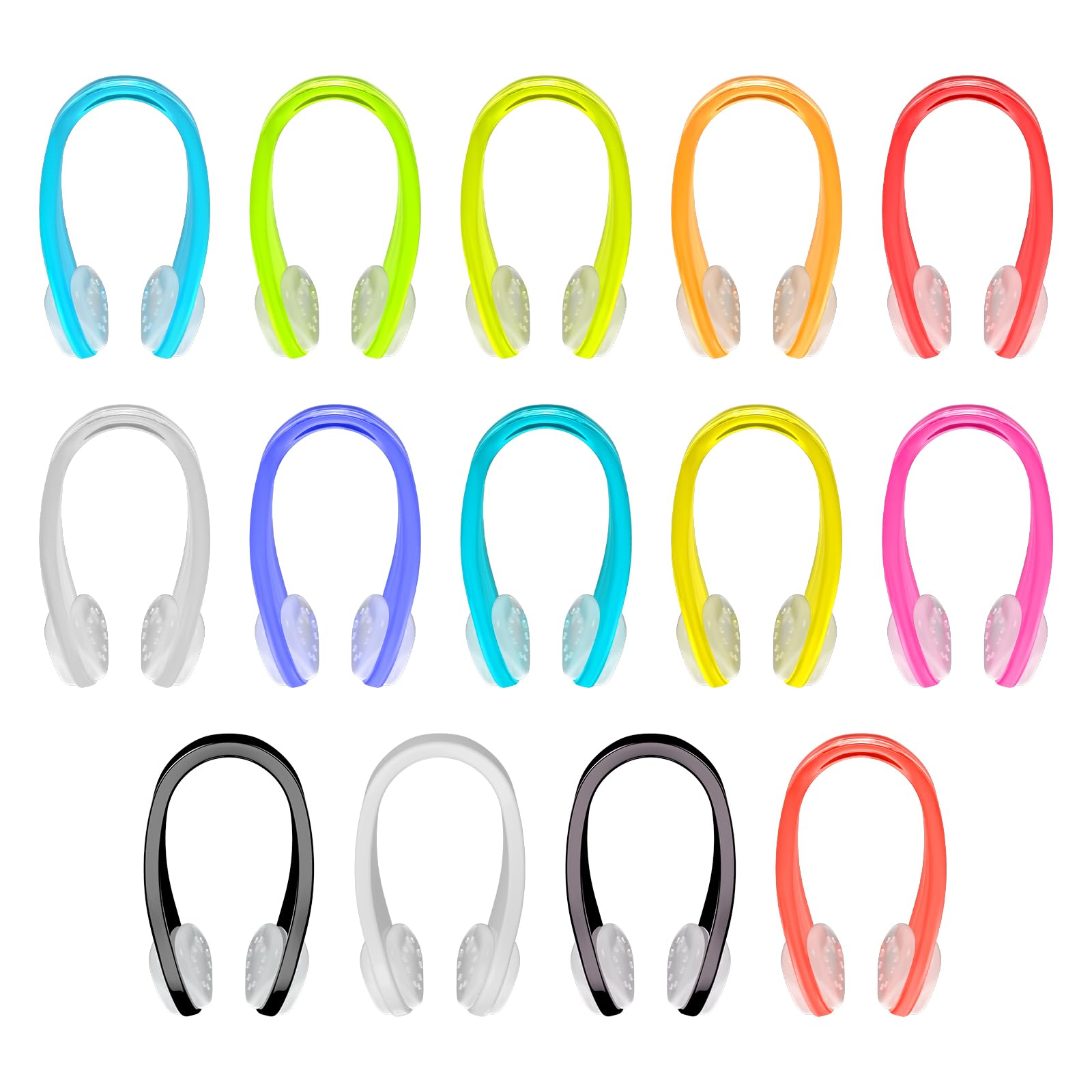 Hurdilen Swimming Nose Clip, 14 Packs Swim Nose Plugs with Waterproof Silica Gel for Kids (Age 7+) and Adults, Multi-Color (Transparent Type)