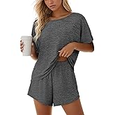 CUPSHE Short Sleeve Pajama Sets for Women Casual Crew Neck 2 Piece Lounge Sets