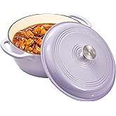 Vivicreate 6 Quart Enamel Cast Iron Dutch Oven Pot with Lid – Enameled Cookware for Baking, Roasting, and Braising – Durable Cast Iron Pot for Stove Top and Oven Use Red color (Purple)