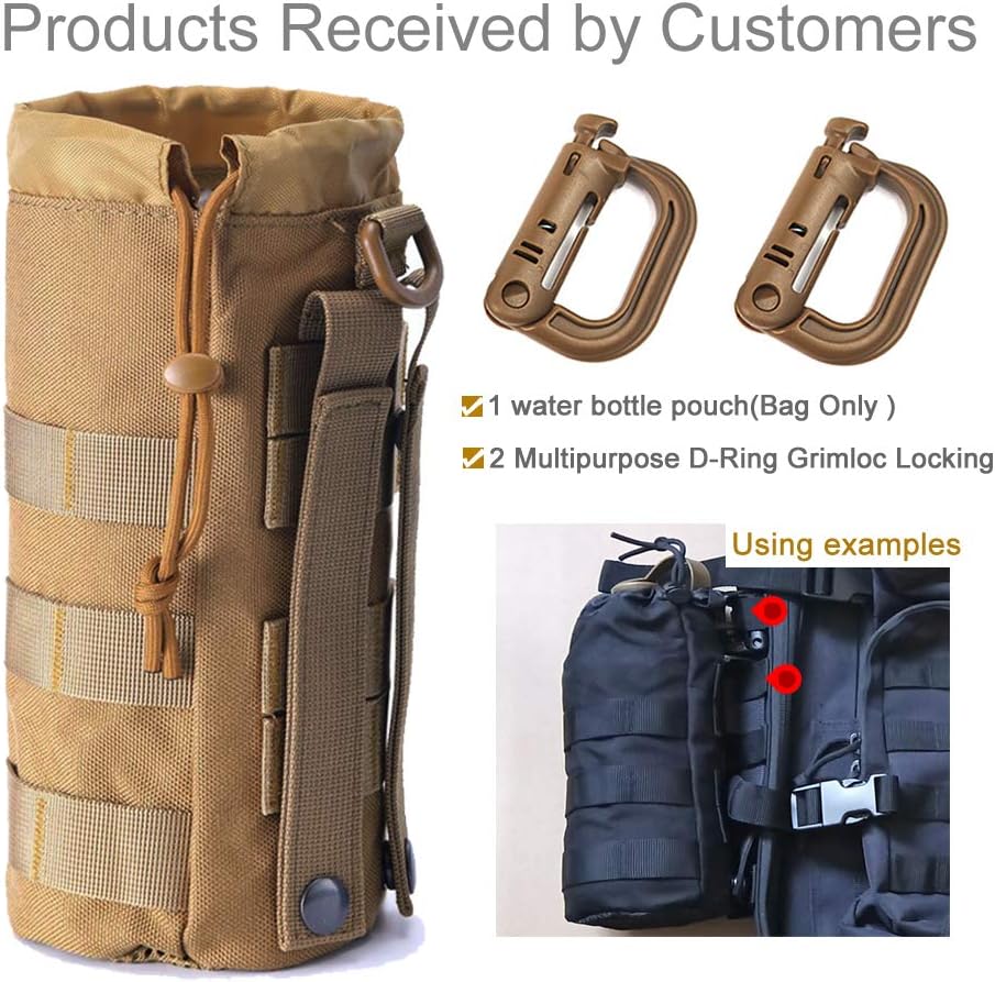 Upgraded Sports Water Bottles Pouch Bag, Tactical Drawstring Molle Water Bottle Holder Tactical Pouches, Travel Mesh Water Bottle Bag Tactical Hydration Carrier (Tan-1Pack) : Sports & Outdoors