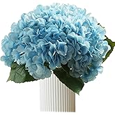 Bairdish 4 Pcs Blue Hydrangea Artificial Flowers Real Touch Silk Faux Hydrangeas with Long Stem for Floral Arrangements,Fake Bouquets for Wedding Table Centerpiece Living Room Home Party Decor